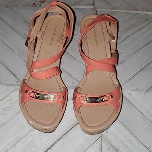 Tommy Hilfiger Size 10M  Peach Wedge Sandals